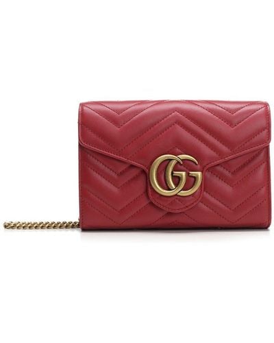 Gucci GG Marmont 2.0 Chain Wallet - Red