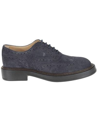 Tod's Perforated Detailed Lace-up Brogues - Blue