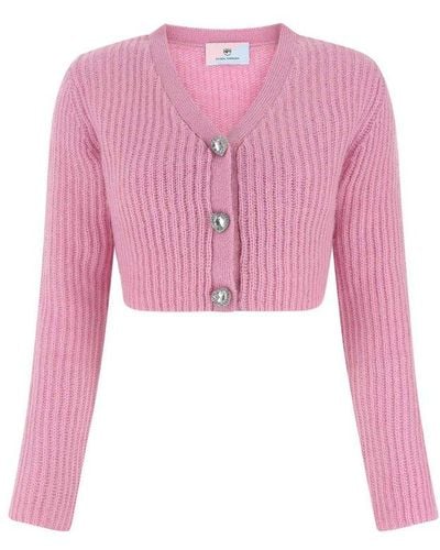 Chiara Ferragni Rib-knitted Cropped Cardigan - Pink