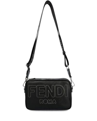 Fendi Men's Messenger Bag Stamp Black Bag 7M0238-A4BH-F0B1J 2002016582776 -  Handbags - Jomashop