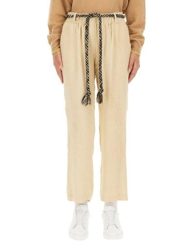 Alysi Belted-waist Straight-leg Trousers - Natural