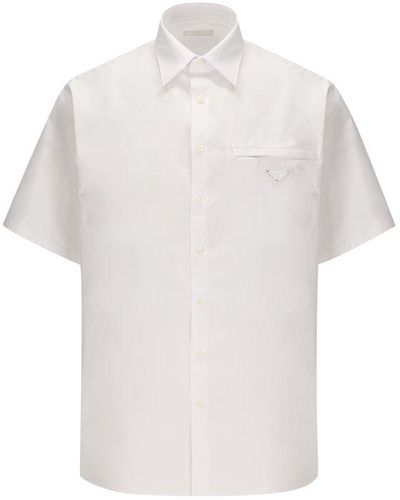 Prada Triangle Enamel Logo Short-sleeved Shirt - White