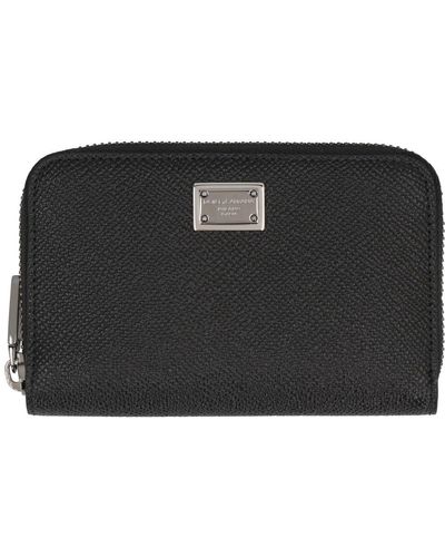Dolce & Gabbana Raised Logo Small Zip-around Wallet - Black