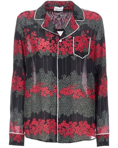 RED Valentino Red Floral Print Shirt