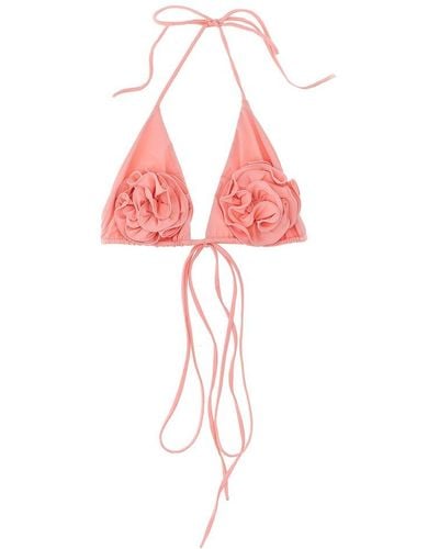Magda Butrym Floral-appliqué Halterneck Triangle Bikini Top - Pink
