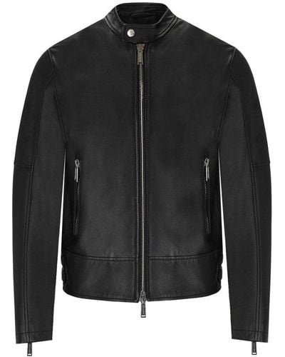 DSquared² Zip-up Leather Biker Jacket - Black