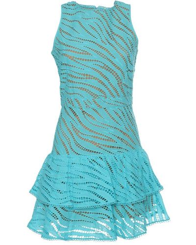 MICHAEL Michael Kors Zebra Eyelet Ruffled Mini Dress - Blue