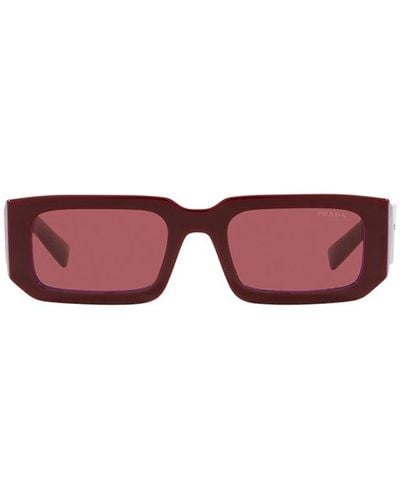 Prada Rectangular Frame Sunglasses - Red