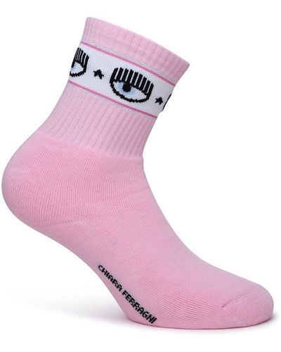 Chiara Ferragni Pink Cotton Blend Socks