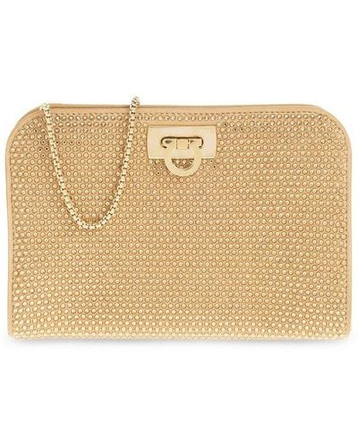 Ferragamo Diana Mini Clutch Bag - Natural