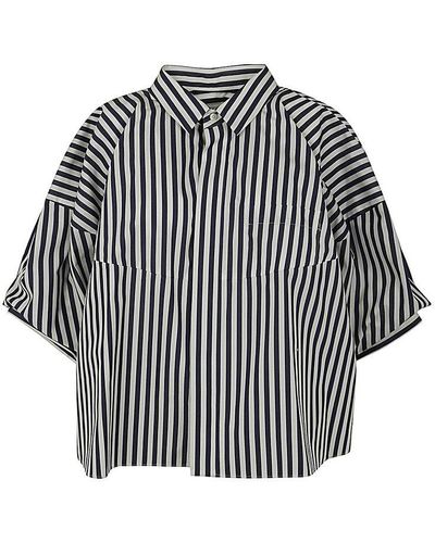 Sacai Short-sleeved Striped Shirt - Black