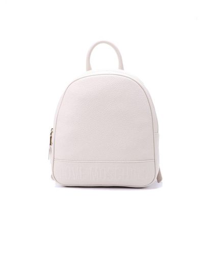 Moschino Logo-embossed Zipped Backpack - White