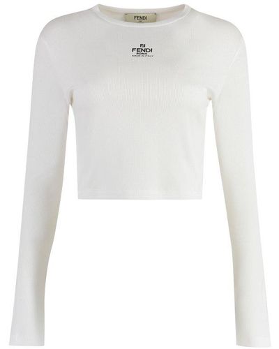 Fendi Logo-embroidered Top, - White