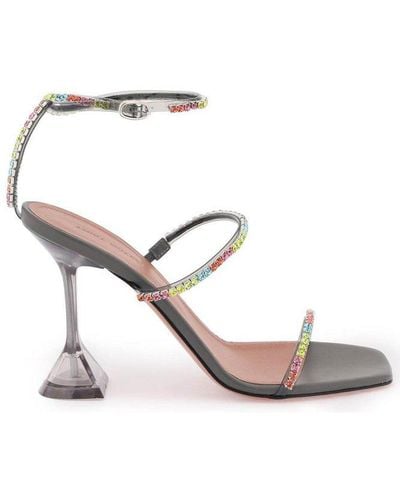 AMINA MUADDI Gilda Embellished Ankle Strap Sandals - White