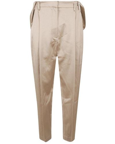 Brunello Cucinelli Wide Leg Plain Trousers - Natural
