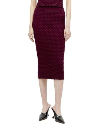 Dries Van Noten Woven Knit Tiffany Midi Skirt - Red