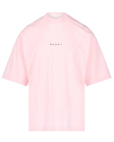 Marni Logo Printed Crewneck T-shirt - Pink