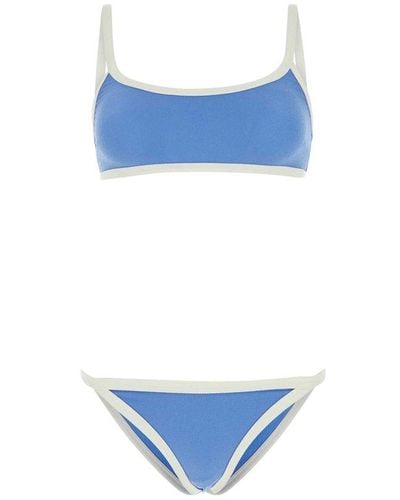 Lisa Marie Fernandez Contrasting-border Stretched Bikini Set - Blue