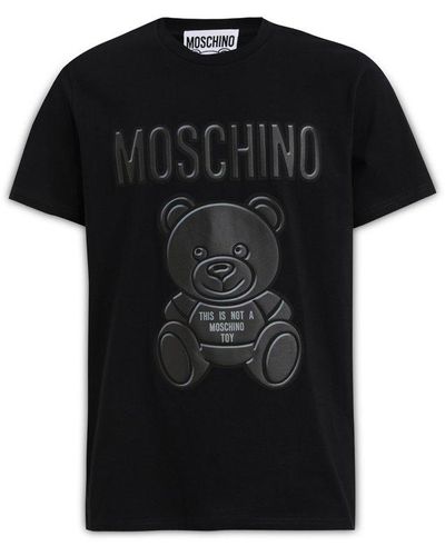Moschino Teddy Bear Logo Crew Neck Tee - Black
