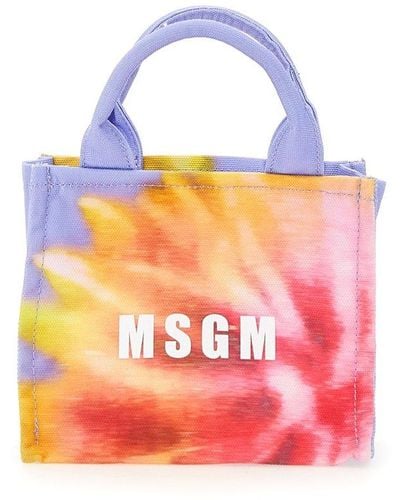 MSGM Logo Printed Mini Tote Bag - Pink