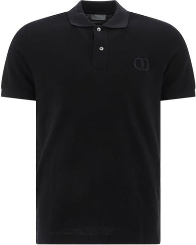 Dior Logo Embroidered Polo Shirt - Black