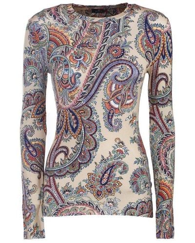 Etro Paisley Printed Long-sleeved Top - Multicolour