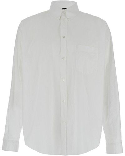 Balenciaga Bb Logo Printed Long-sleeved Shirt - White