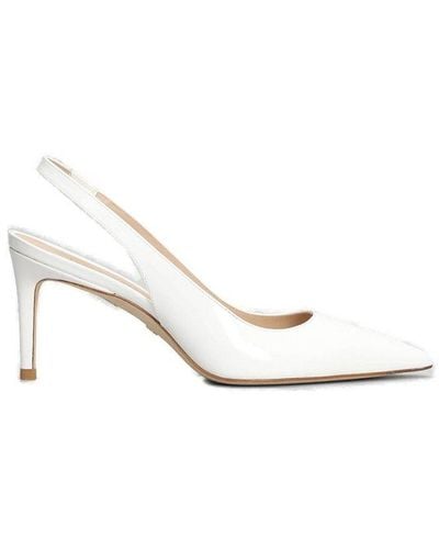 Stuart Weitzman Pointed Toe Slingback Court Shoes - White