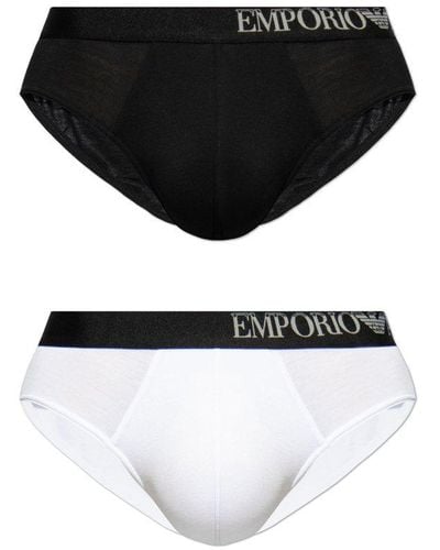 Emporio Armani Two-pack Of Briefs, - Black