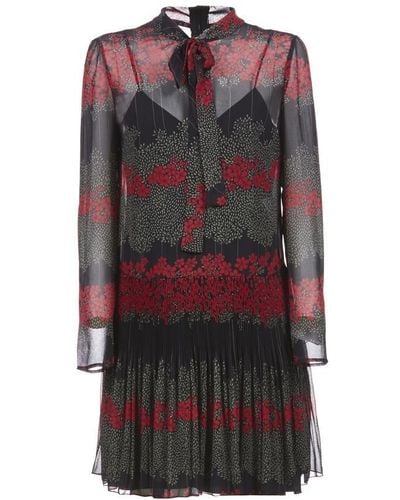 RED Valentino Red Floral Printed Long-sleeved Mini Dress - Multicolour