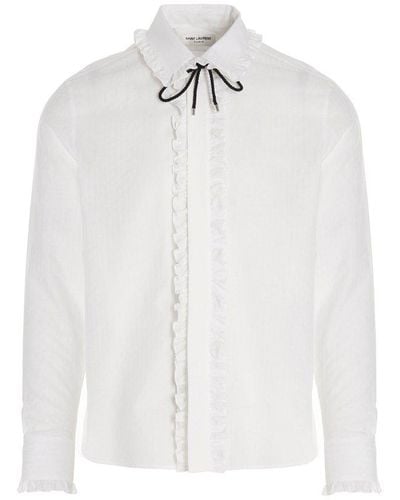 Saint Laurent Frill Detailed Shirt - White