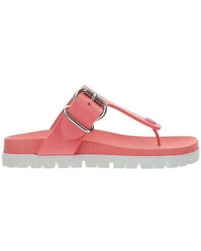 Prada Buckle-detailed Thong Strap Sandals - Pink