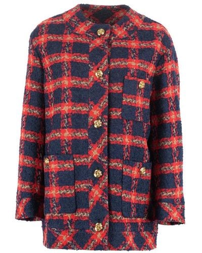 Gucci Wool Blend Tweed Jacket - Red