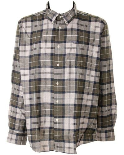 Barbour Tartan Check-printed Long-sleeved Buttoned Shirt - Grey