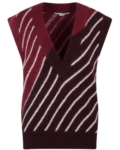 Stella McCartney Striped V-neck Knitted Vest - Red