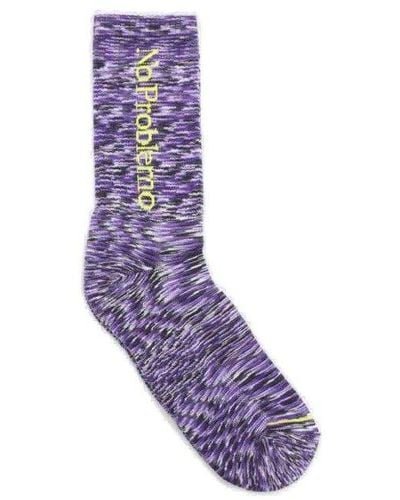 Aries Logo Intarsia-knit Socks - Purple