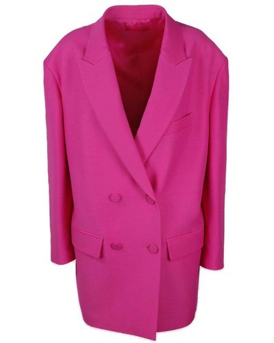 Valentino Double-breasted Long-sleeved Blazer - Pink