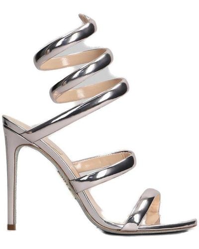 Rene Caovilla Open Toe Heeled Sandals - Metallic