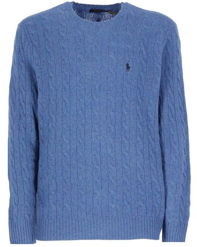 Polo Ralph Lauren Pony Embroidered Cable-knit Sweater - Blue