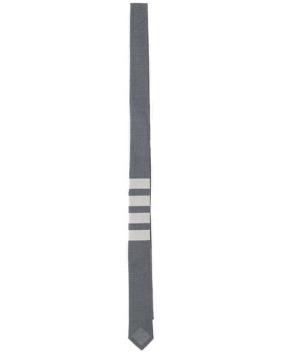 Thom Browne 4-bar Plain Weave Striped Tie - Metallic