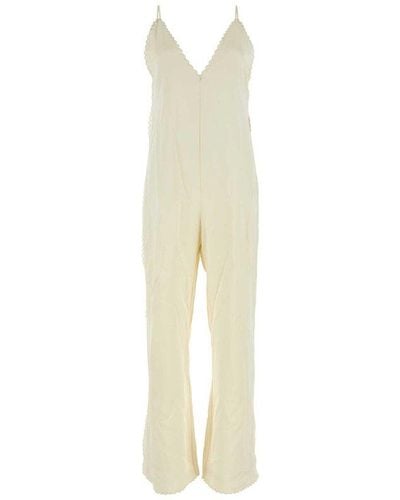 Jil Sander V-neck Scallop-edge Jumpsuit - White