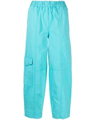 Ganni Elasticated Curve Trousers - Blue