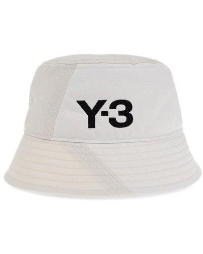 Y-3 Logo Detailed Bucket Hat - White