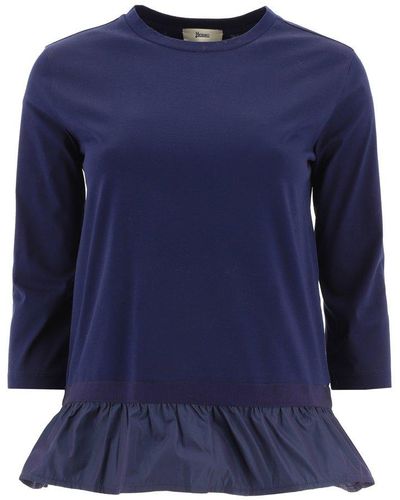 Herno T-shirt With Flounce - Blue