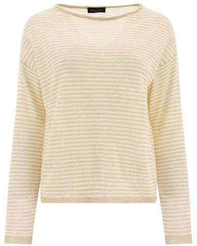 Roberto Collina Stripe Detailed Long Sleeved Sweater - Natural