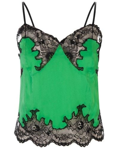 Rabanne Lace-panelled Top - Green