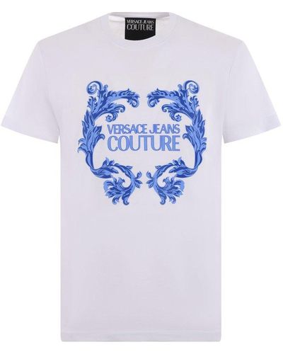 Versace Logo-printed Crewneck T-shirt - Blue