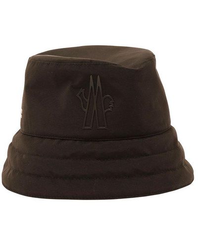 3 MONCLER GRENOBLE Bucket Hat With Metal Logo Patch - Black