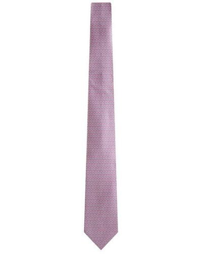 Ferragamo Weave Geometric Printed Tie - Purple