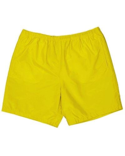 Prada Triangle Logo Plaque Elastic Swim Shorts - Yellow